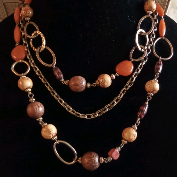 NWOT Bronze Chain Beaded Necklace - Picture 4 of 5